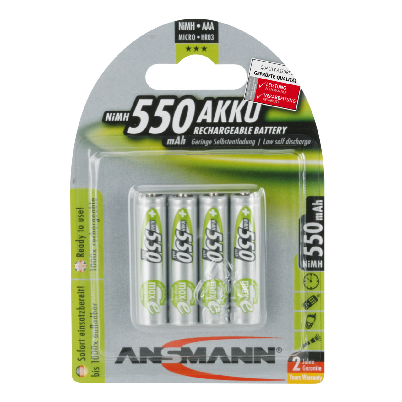 Ansmann maxE 1-2 V NiMH Akku Micro 550 mAh- 4er Pack