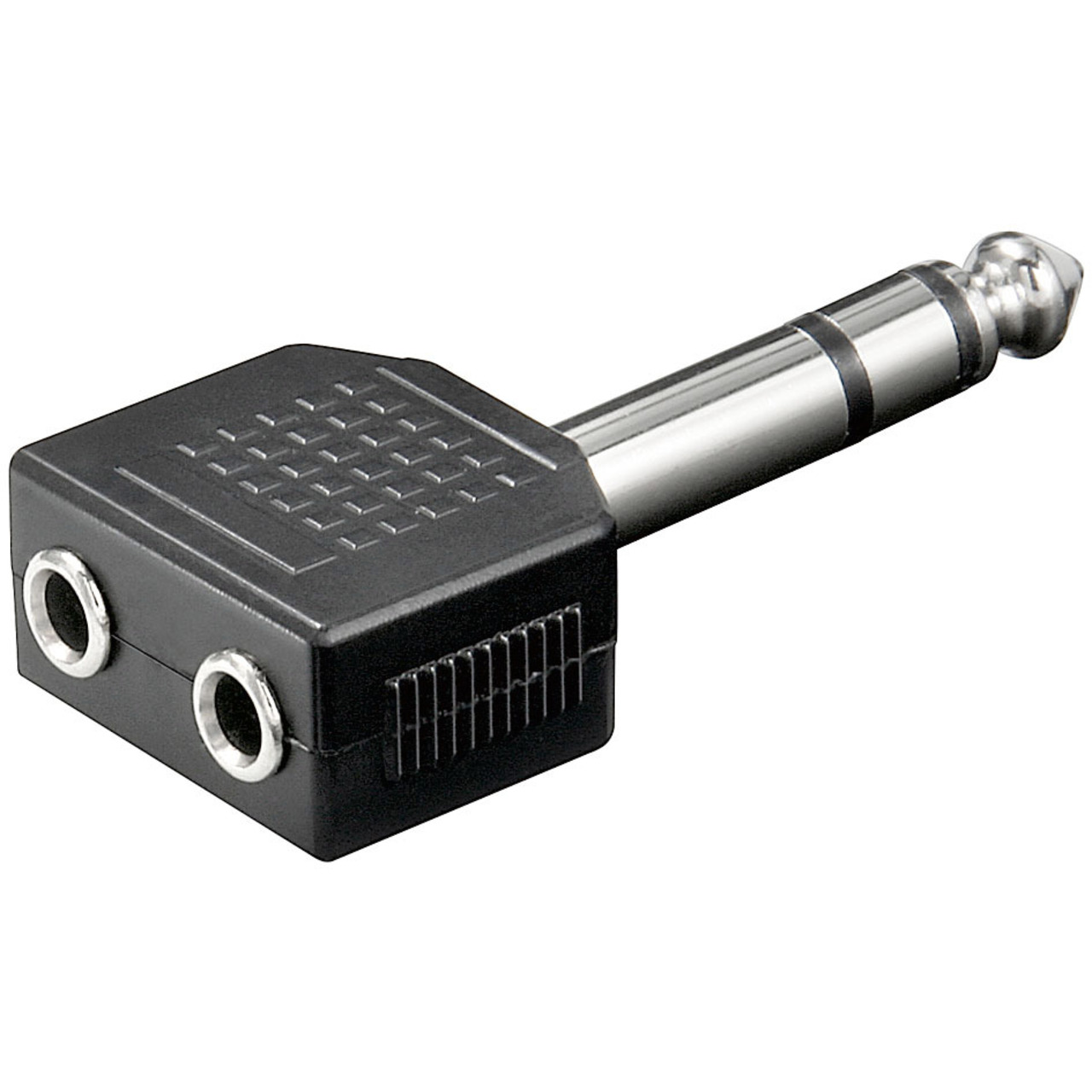 Audio-Adapter 6-35 mm Stereo-Stecker - 2x 3-5 mm Stereo-Kupplung