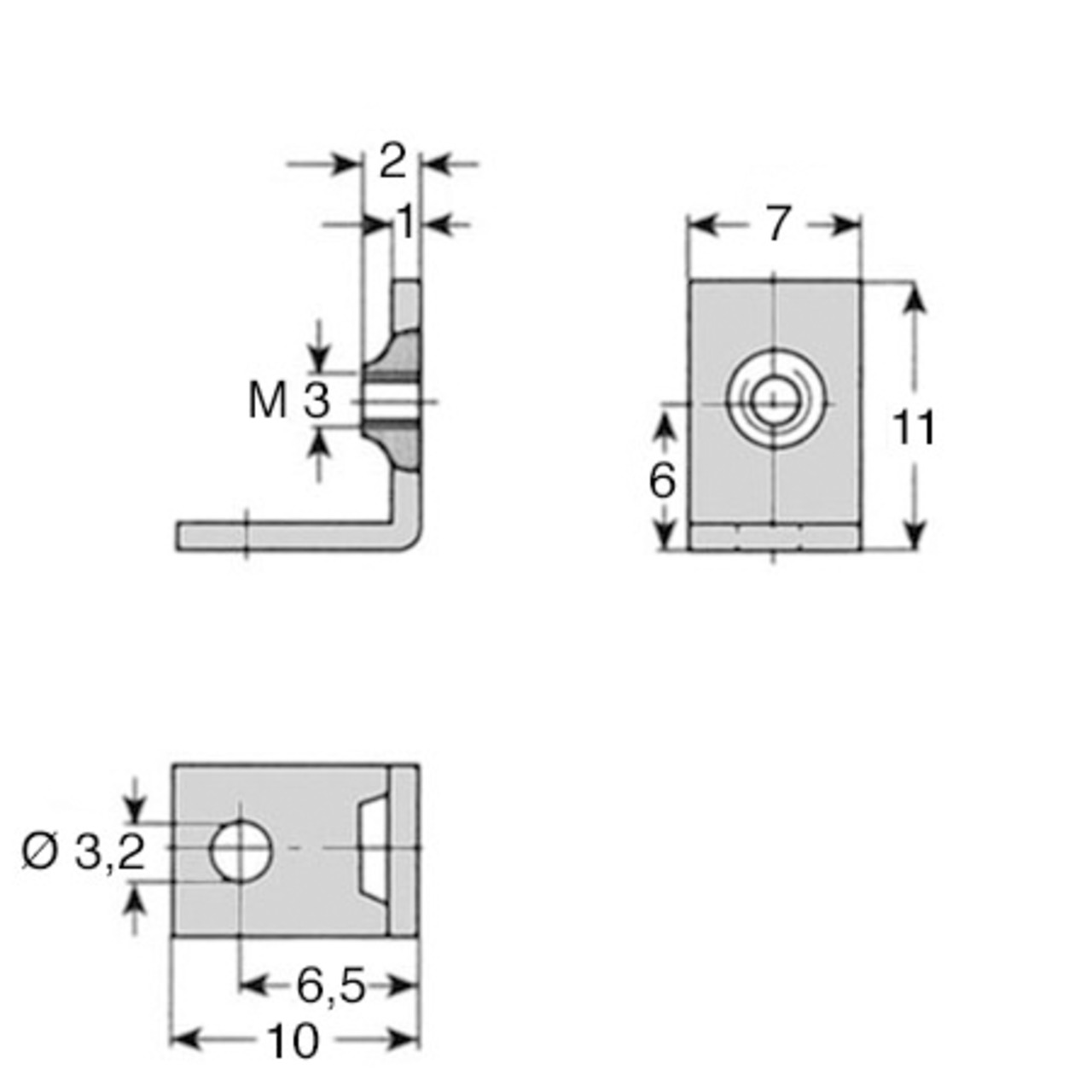Befestigungswinkel- Seitenlänge ca- 10 mm- Breite 7 mm unter Komponenten