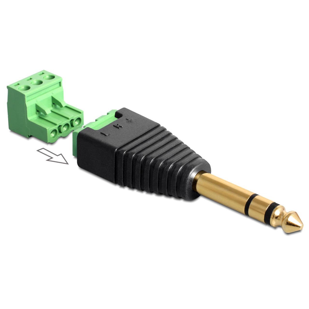 Delock Adapter Terminalblock - Klinke 6-35 mm Stecker 3 Pin 2-teilig unter Komponenten
