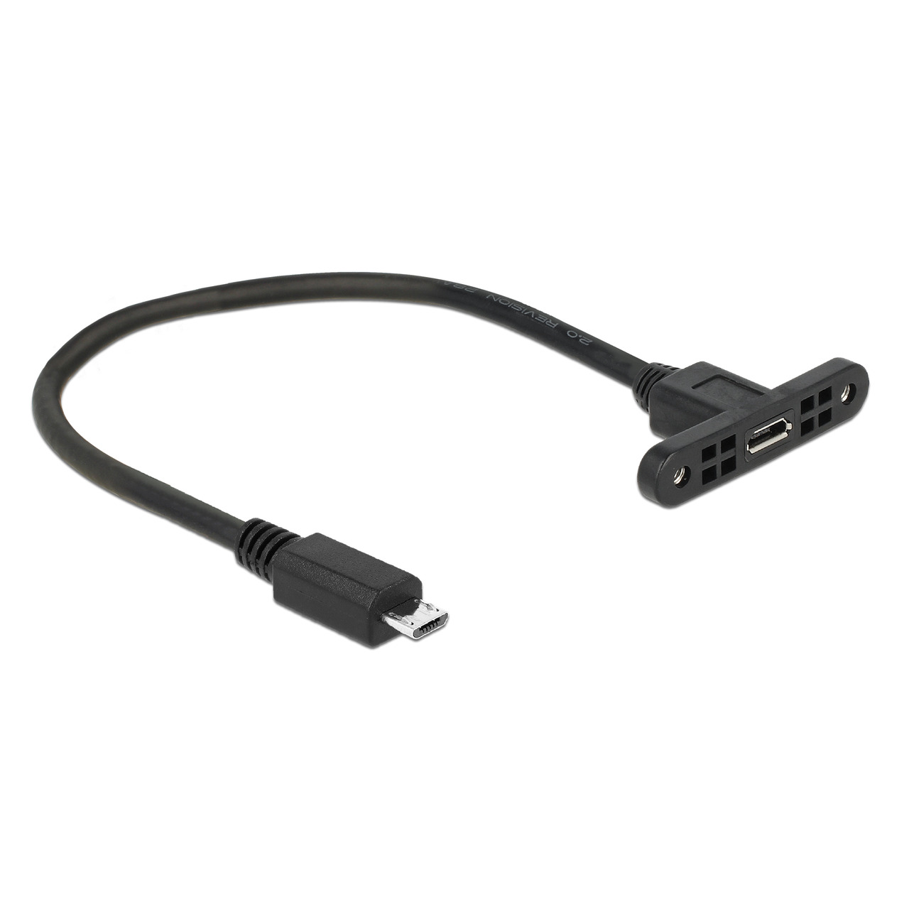 Delock USB-Adapter- Micro-USB-Buchse auf Micro-USB-Stecker mit Schraubfixierung- 25 cm