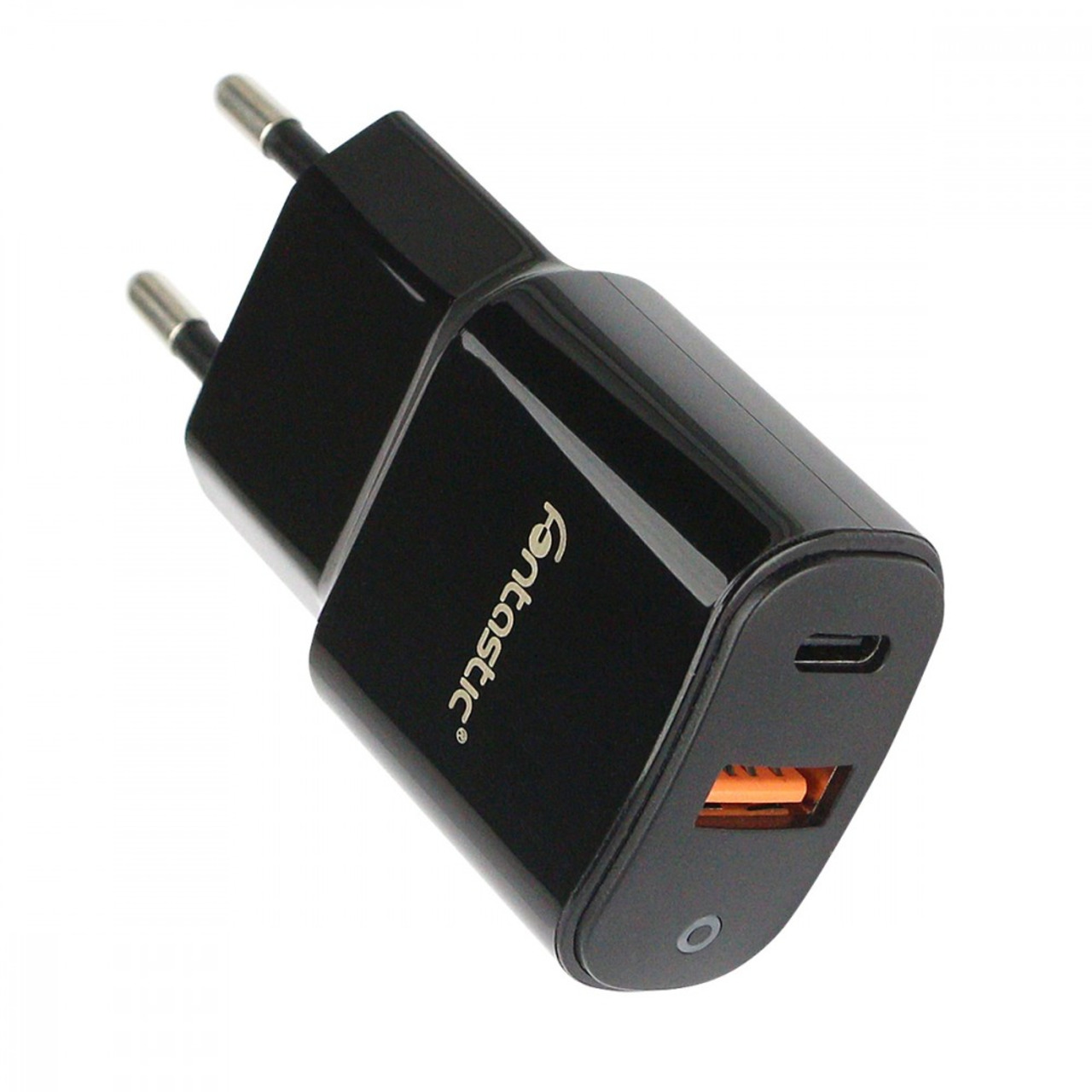 Fontastic USB-Type-C PD + USB-A Ladegerät Fort- 18 W- Power Delivery- 100 - 240 V- Schwarz