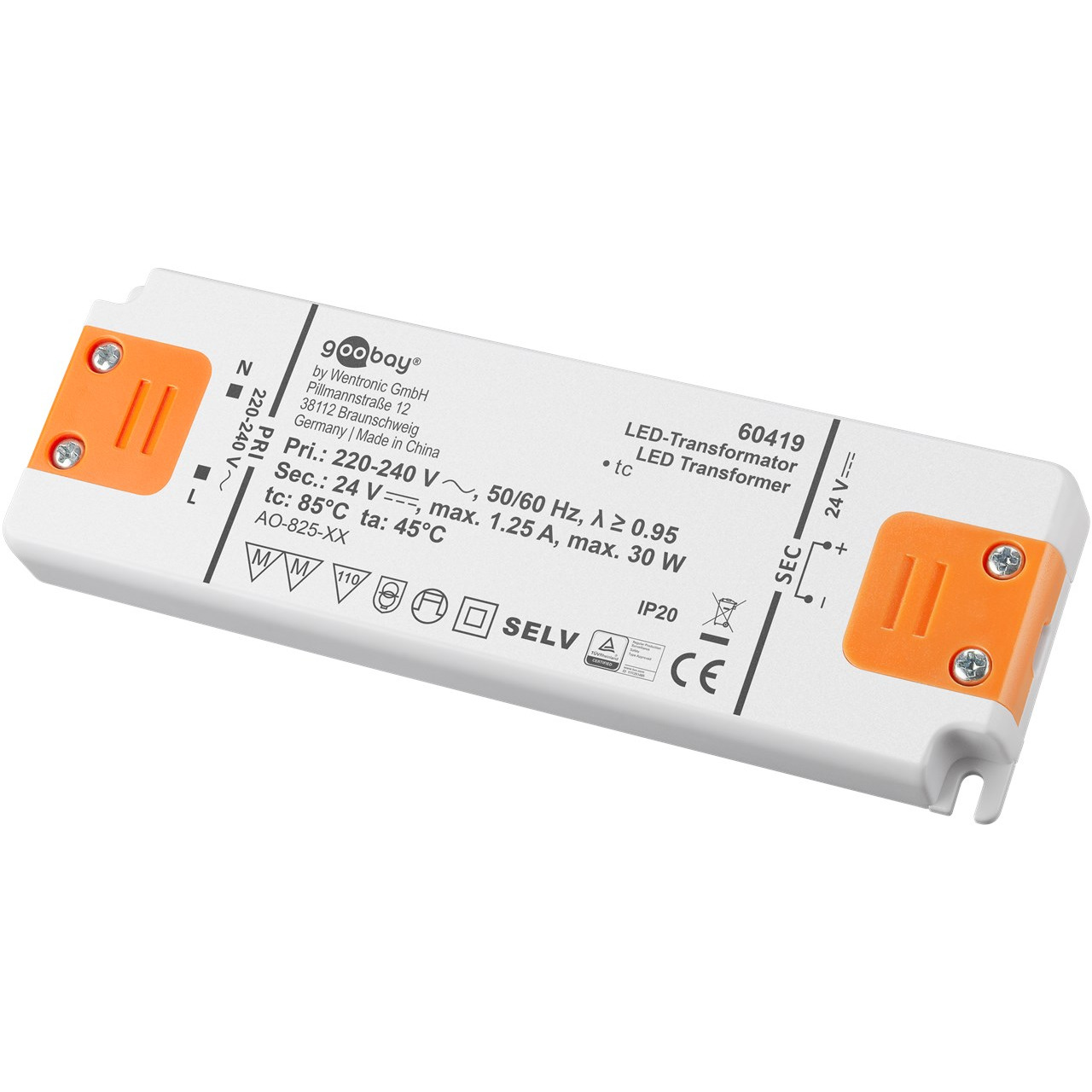 goobay LED-Netzteil - LED-Trafo- 30 W- 24 V DC- 1-25 A- Konstantspannung- IP20- ultraflach unter Beleuchtung