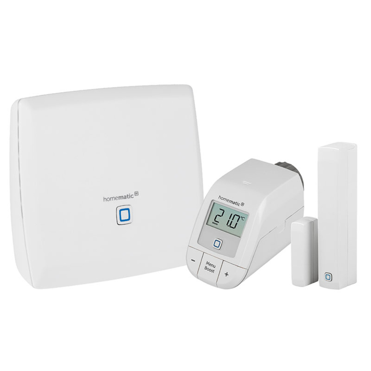 Homematic IP Smart Home Set Heizen mit CCU3- Heizkörperthermostat und Fenster- und Türkontakt