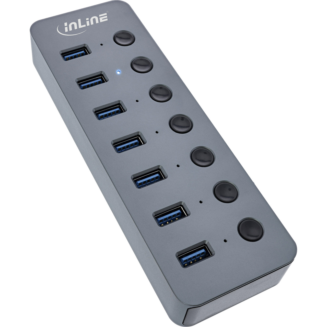 InLine 7-Port-USB-3-0-Hub- mit Schaltern für jeden Port- max- 5 Gbit-s- Aluminium