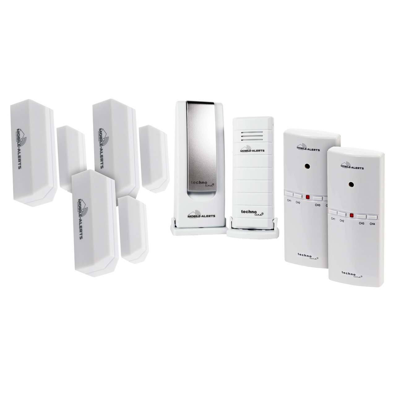 Mobile Alerts Sicherheits-Set 1x Gateway- 1x Temperatursensor- 3x Fensterkontakt- 2x Alarmgeber unter Klima - Wetter - Umwelt