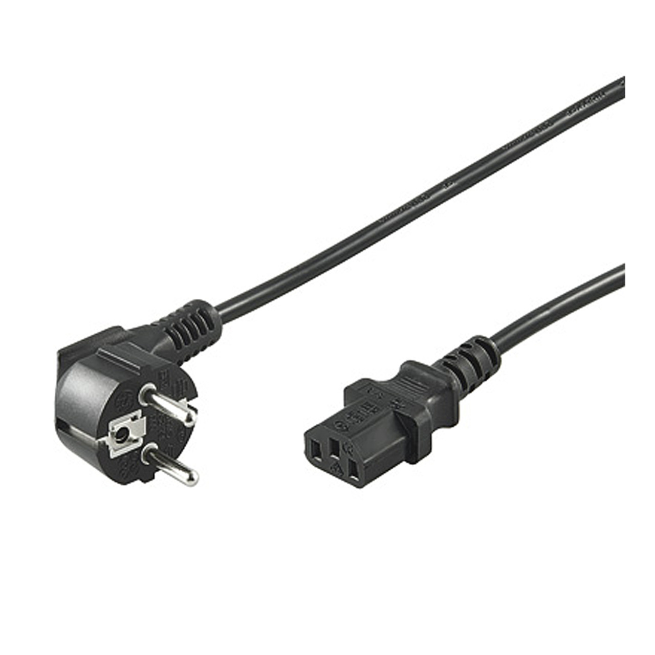 Netzkabel- abgewinkelter Schutzkontakt auf Kaltgerätestecker IEC 320 C13-  5 m- schwarz unter Komponenten