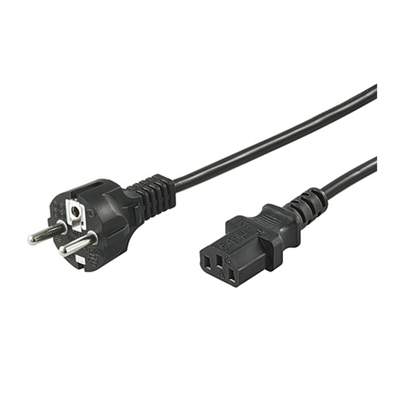 Netzkabel- Schutzkontakt-Stecker auf Kaltgerätestecker IEC 320-C13 Buchse 2 m- schwarz