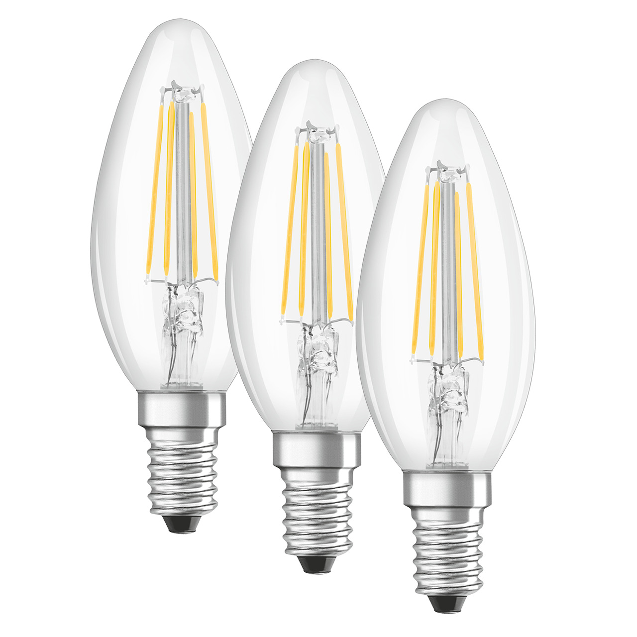 OSRAM 3er-Set LED PROMO 4-W-Filament-LED-Kerzenlampe E14- warmweiss- klar