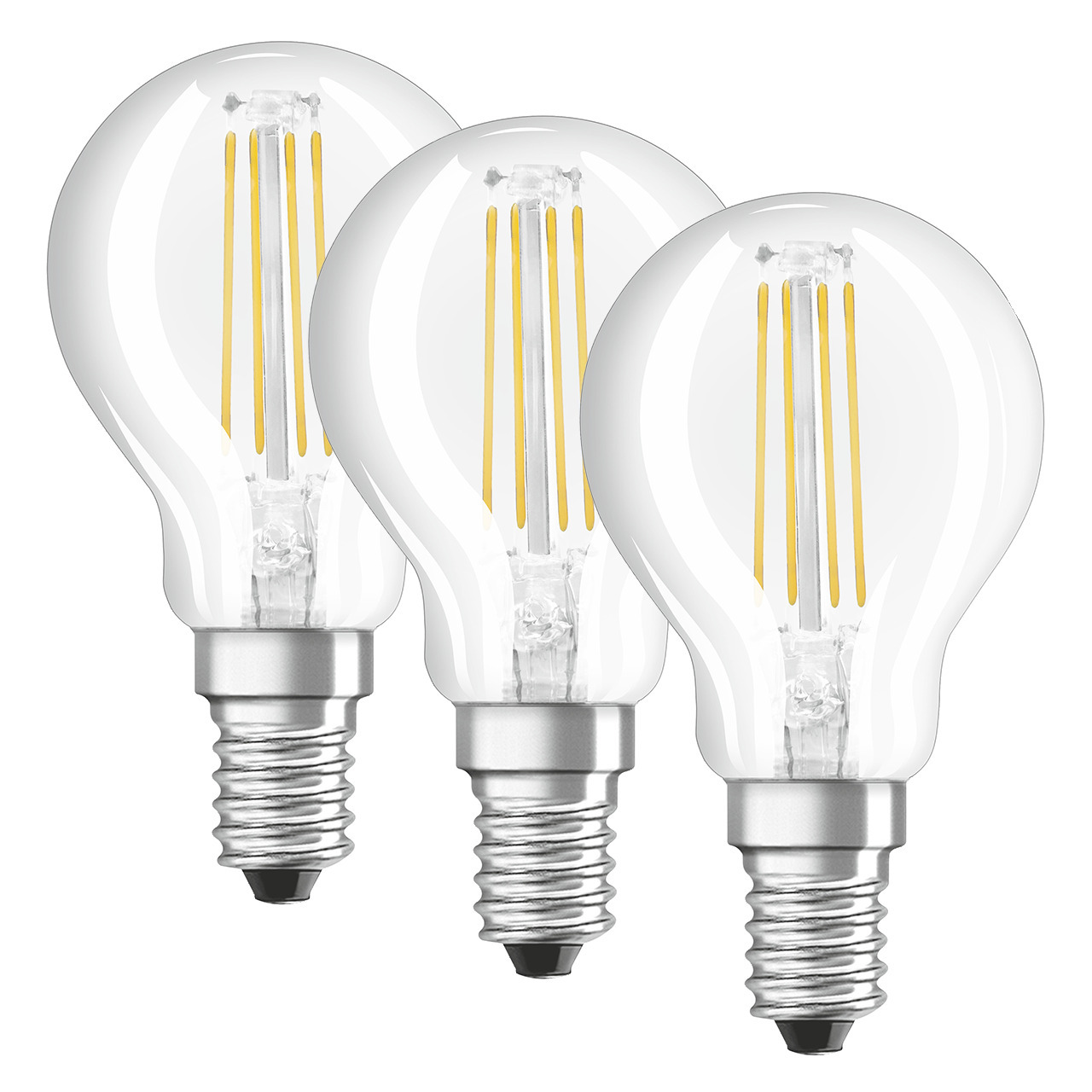OSRAM 3er-Set LED PROMO 4-W-Filament-LED-Tropfenlampe E14- warmweiss- klar  unter Beleuchtung