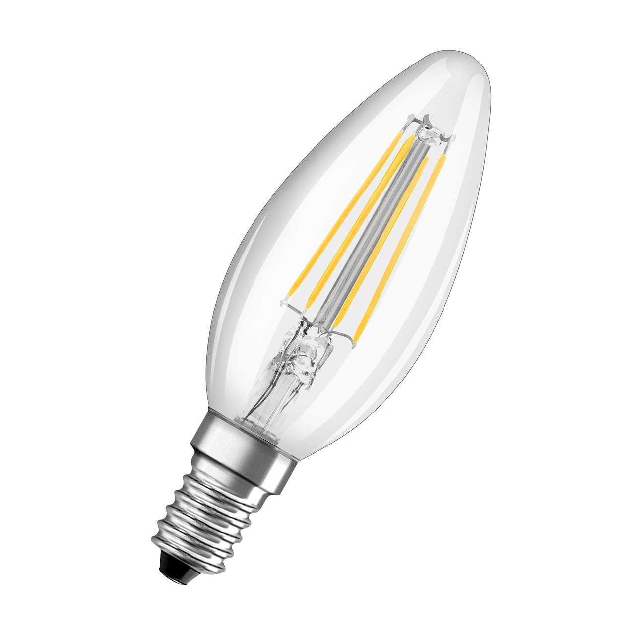 OSRAM 5-5-W-LED-Kerzenlampe- E14- 806 lm- warmweiss- klar unter Beleuchtung