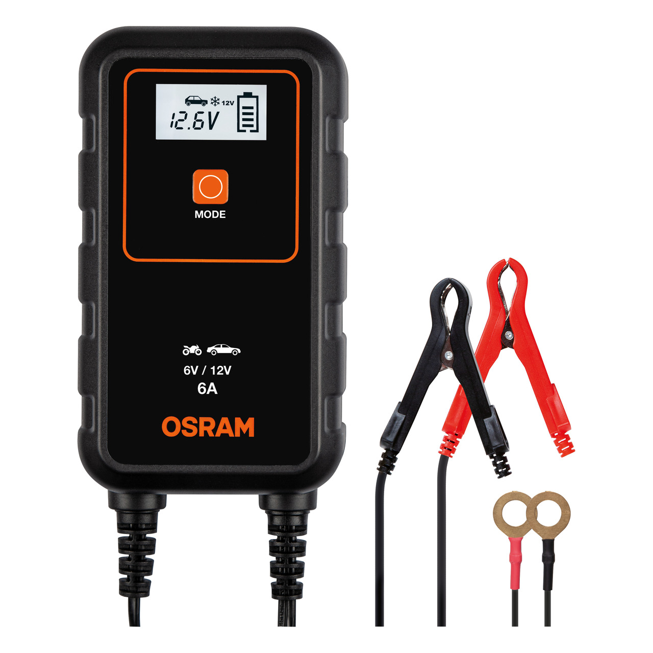 OSRAM Kfz-Batterieladeger鋞 BATTERYcharge 906- 6-12 V- 6 A- f黵 Motorr鋎er-Autos