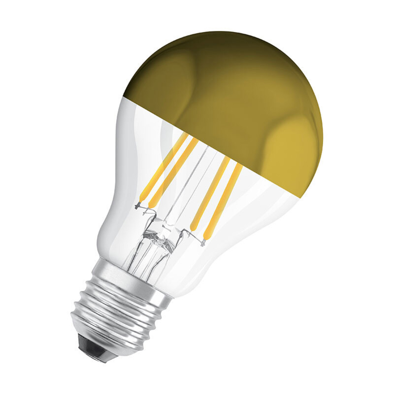 OSRAM LED Mirror Gold 4-W-Filament-LED-Lampe E27 mit Goldkuppe unter Beleuchtung