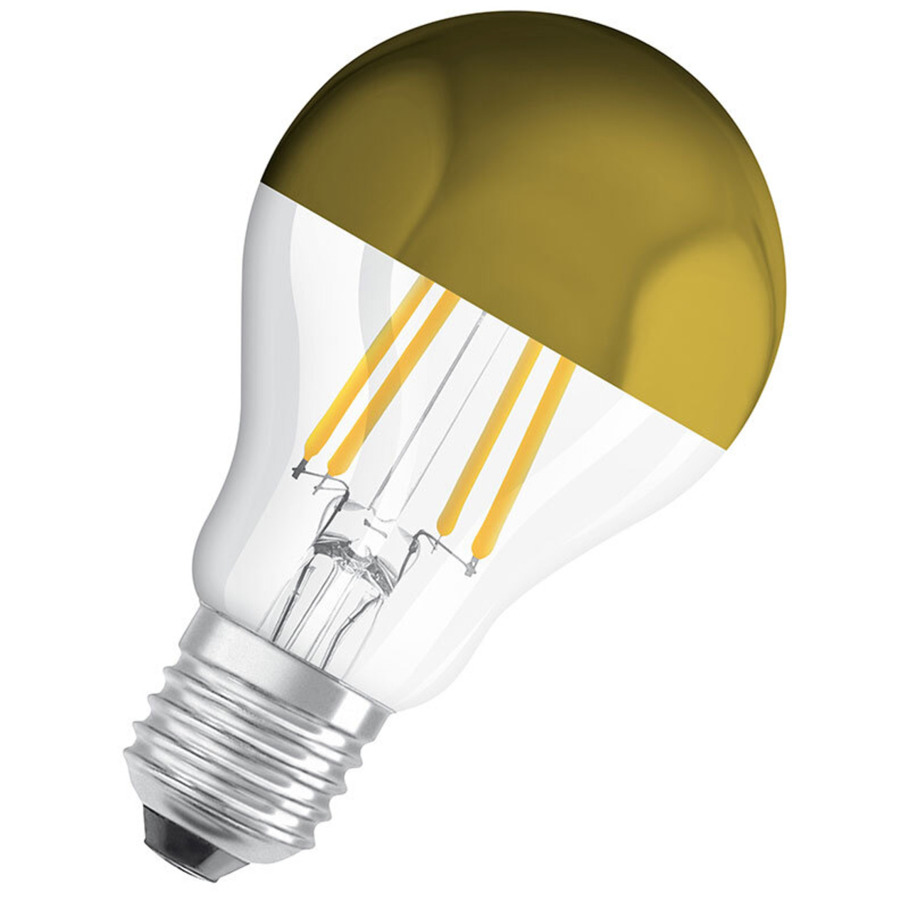OSRAM LED Mirror Gold 7-W-Filament-LED-Lampe E27 mit Goldkuppe unter Beleuchtung