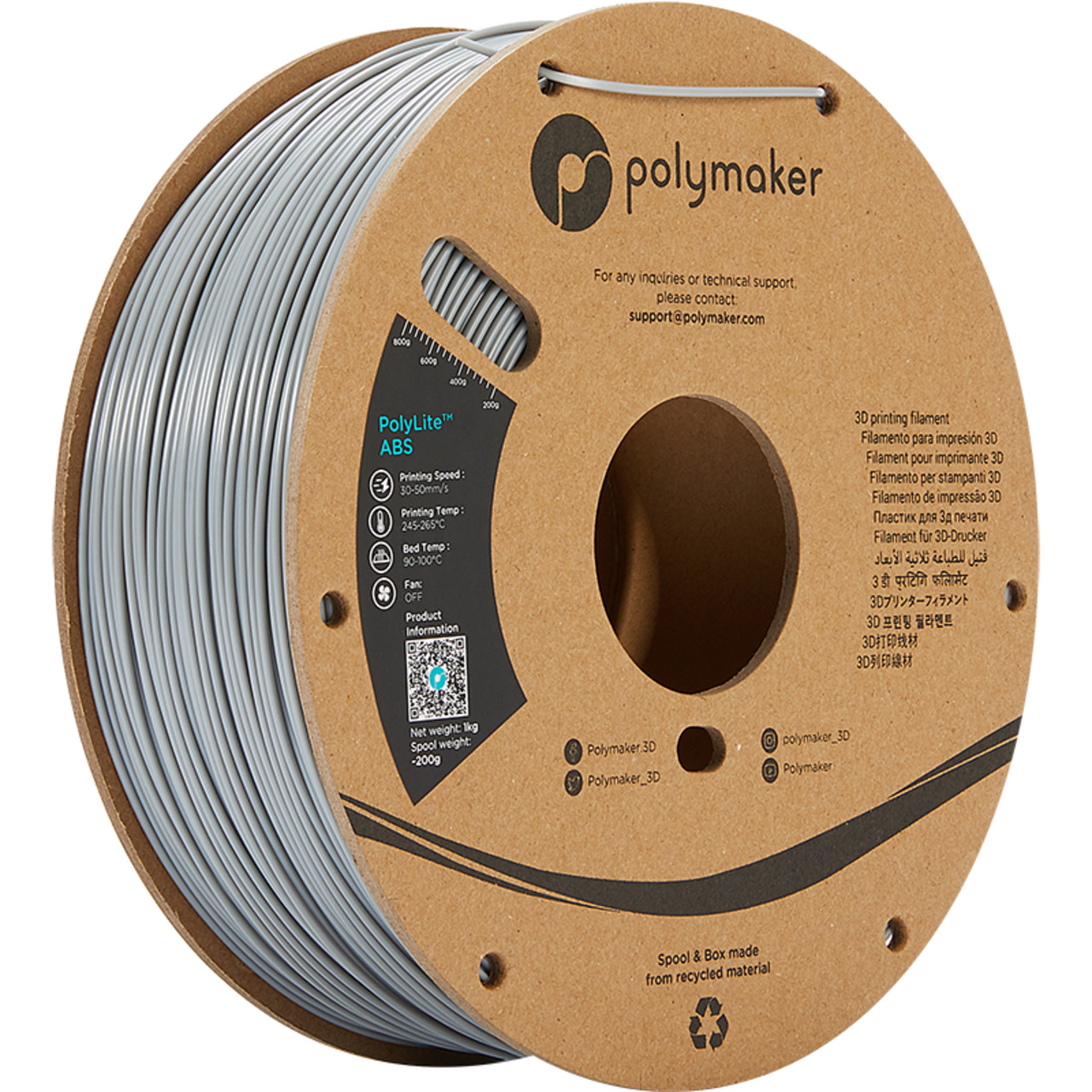 Polymaker ABS-Filament PolyLite- 1-75 mm- grau- 1 kg