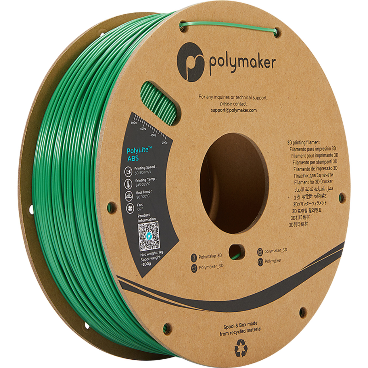 Polymaker ABS-Filament PolyLite- 1-75 mm- grün- 1 kg