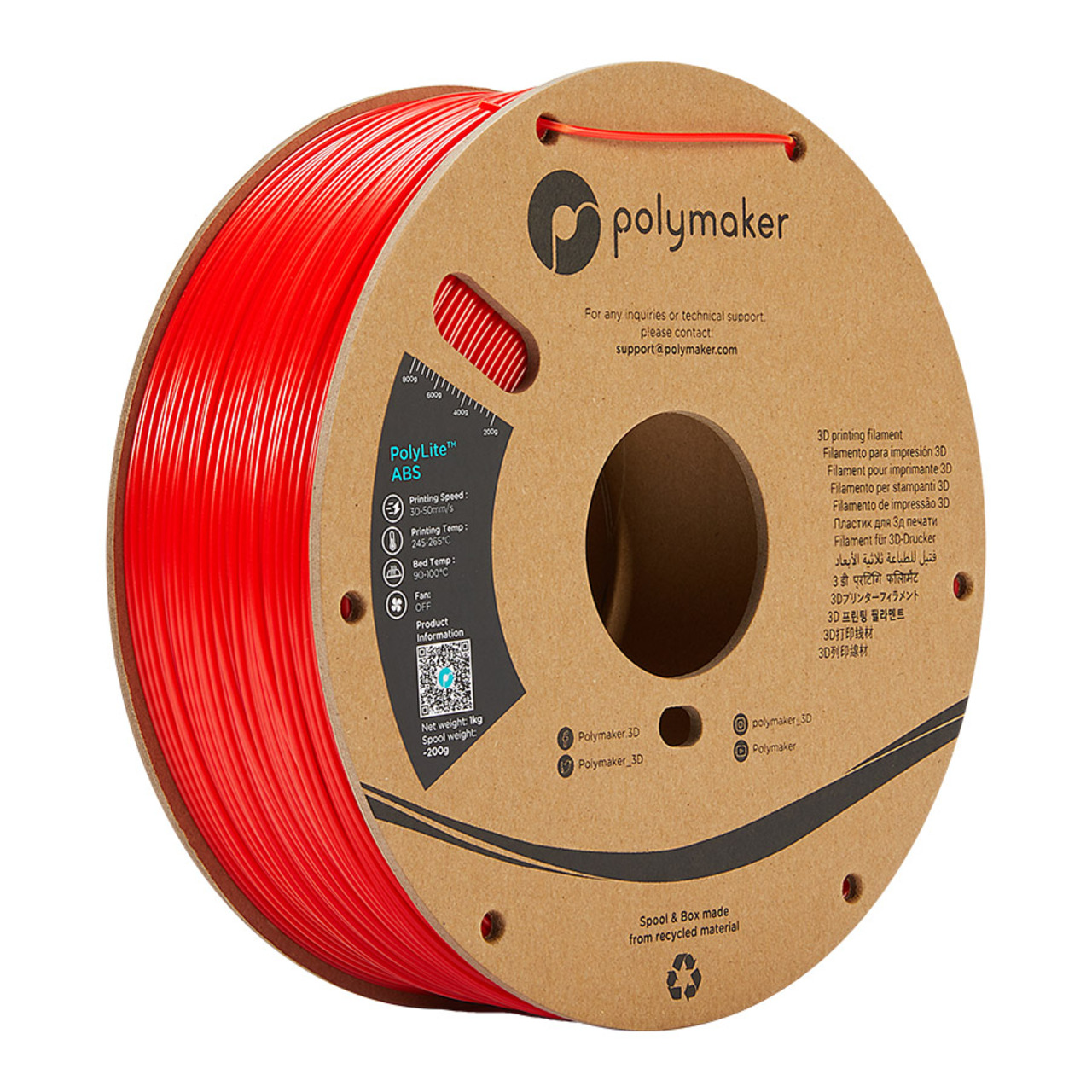 Polymaker ABS-Filament PolyLite- 1-75 mm- rot- 1 kg