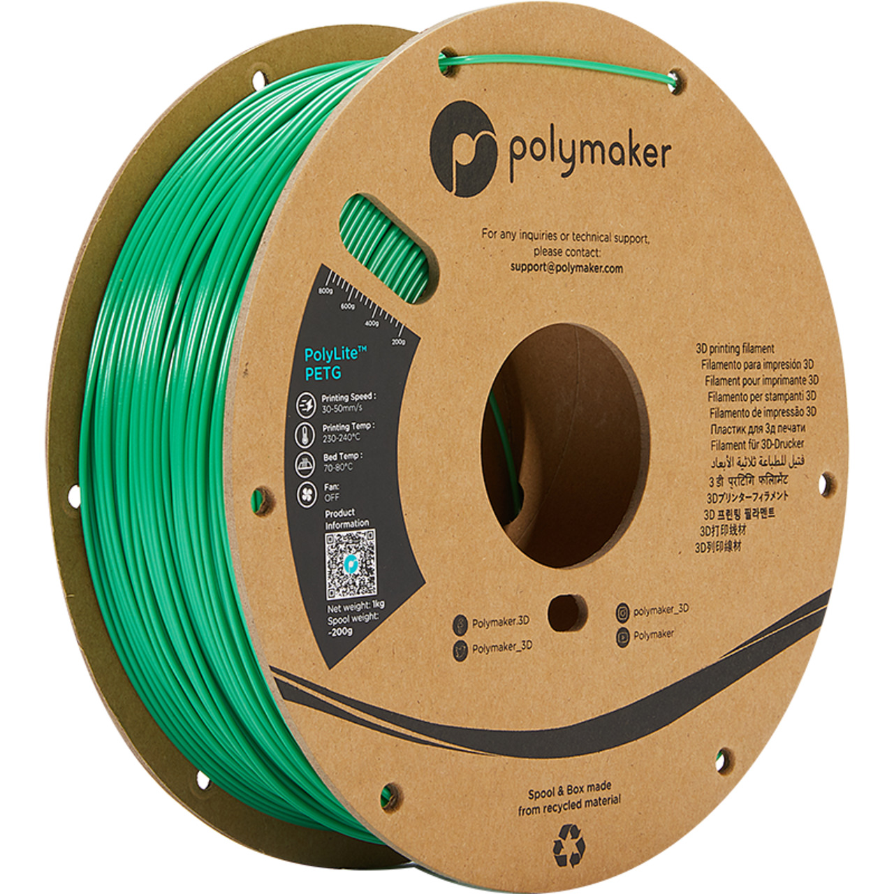 Polymaker PETG-Filament PolyLite- 1-75 mm- grün 1 kg