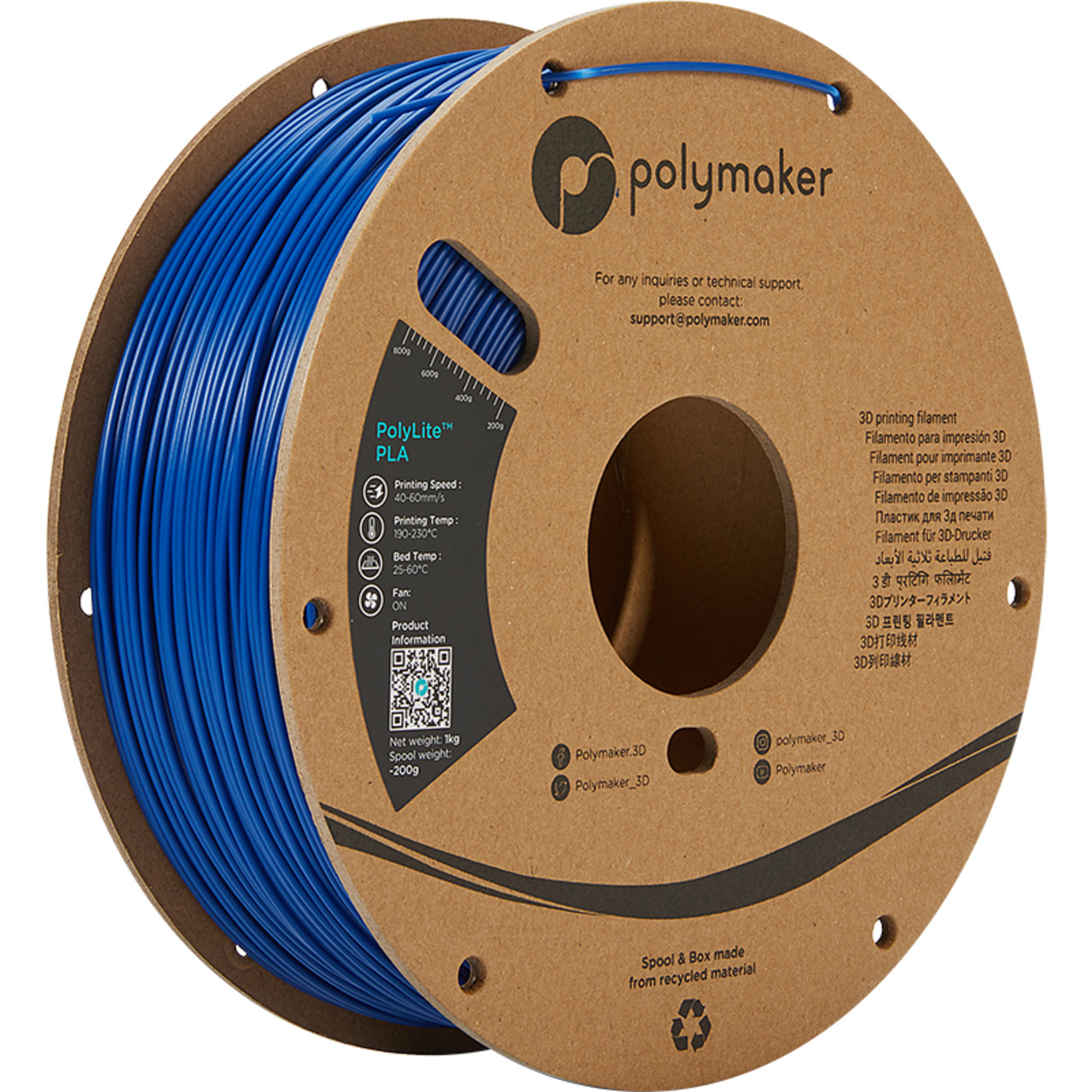 Polymaker PLA-Filament PolyLite- blau- 1-75 mm- 1 kg