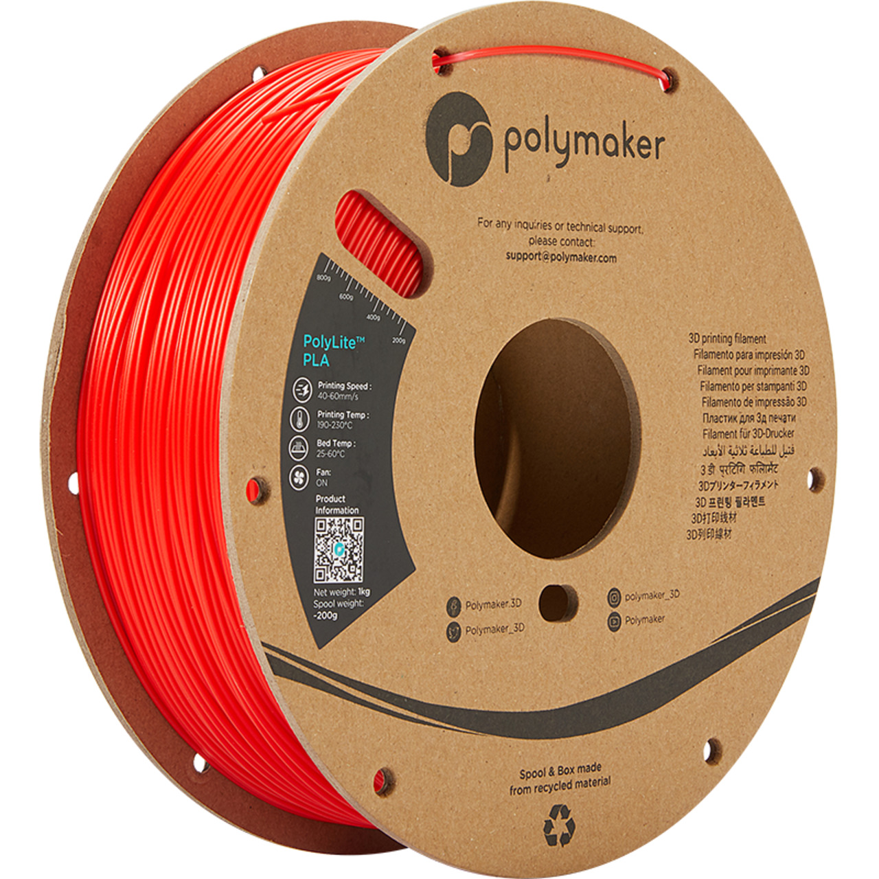 Polymaker PLA-Filament PolyLite- rot- 1-75 mm- 1 kg