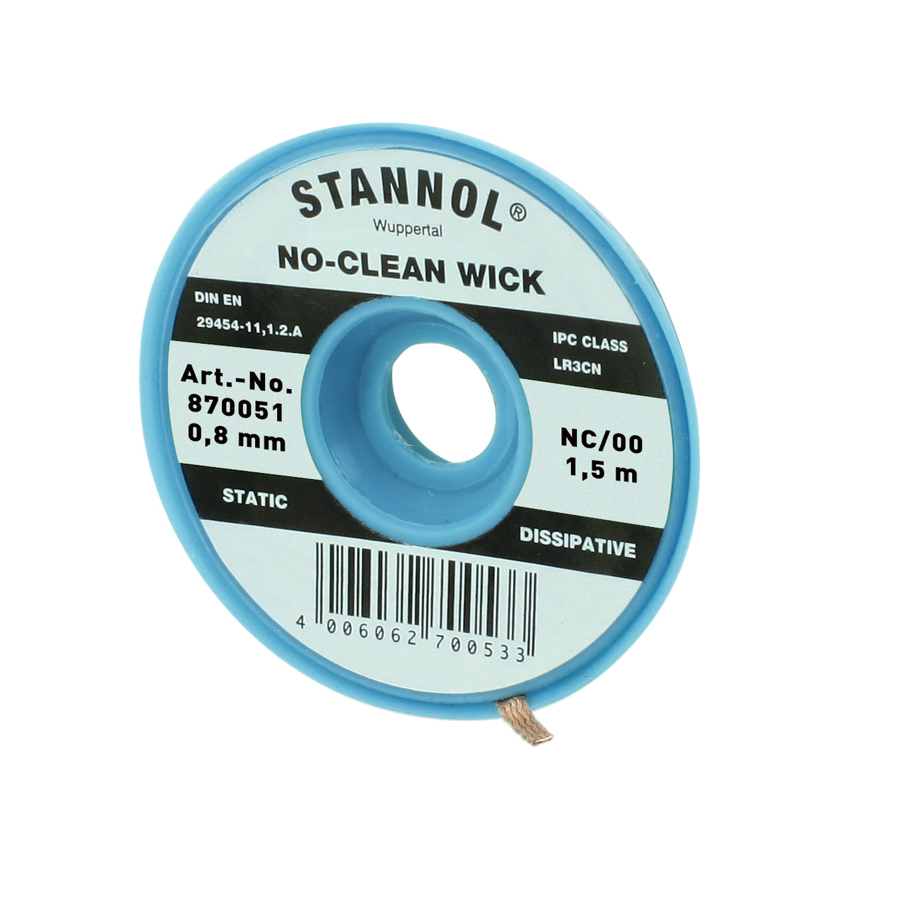 Stannol No-Clean Entlötlitze- ESD-verpackt- 1-5 m lang- 0-8 mm breit