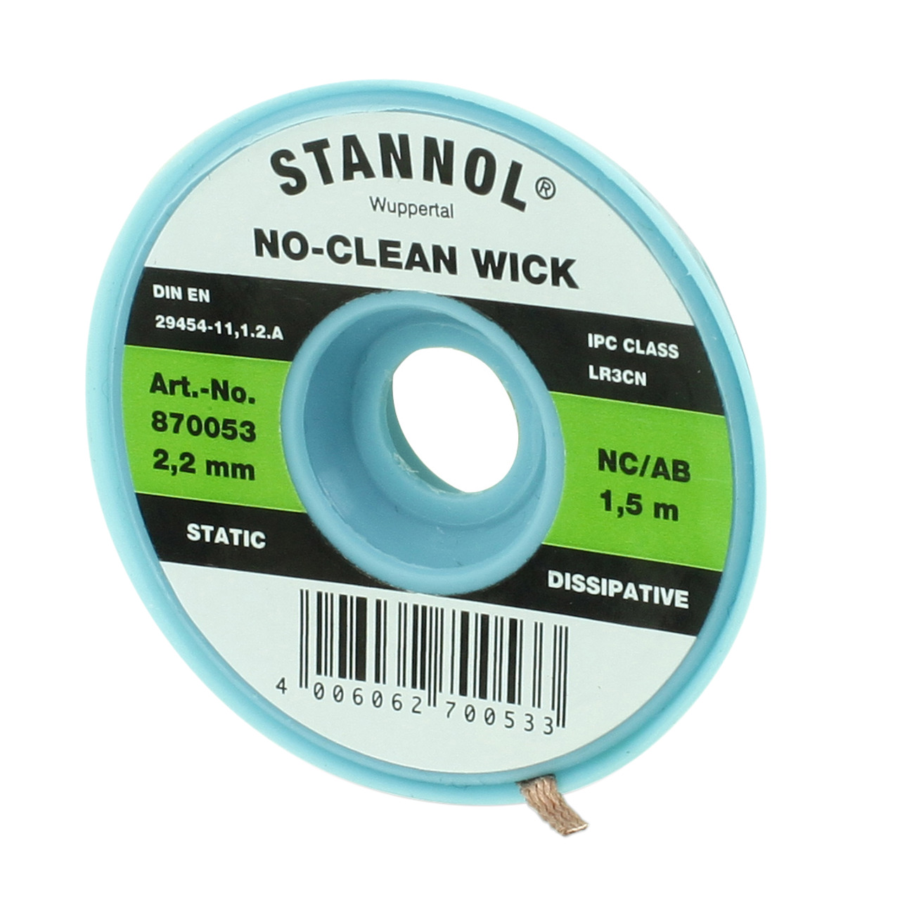 Stannol No-Clean Entlötlitze- ESD-verpackt- 1-5 m lang- 2-2 mm breit