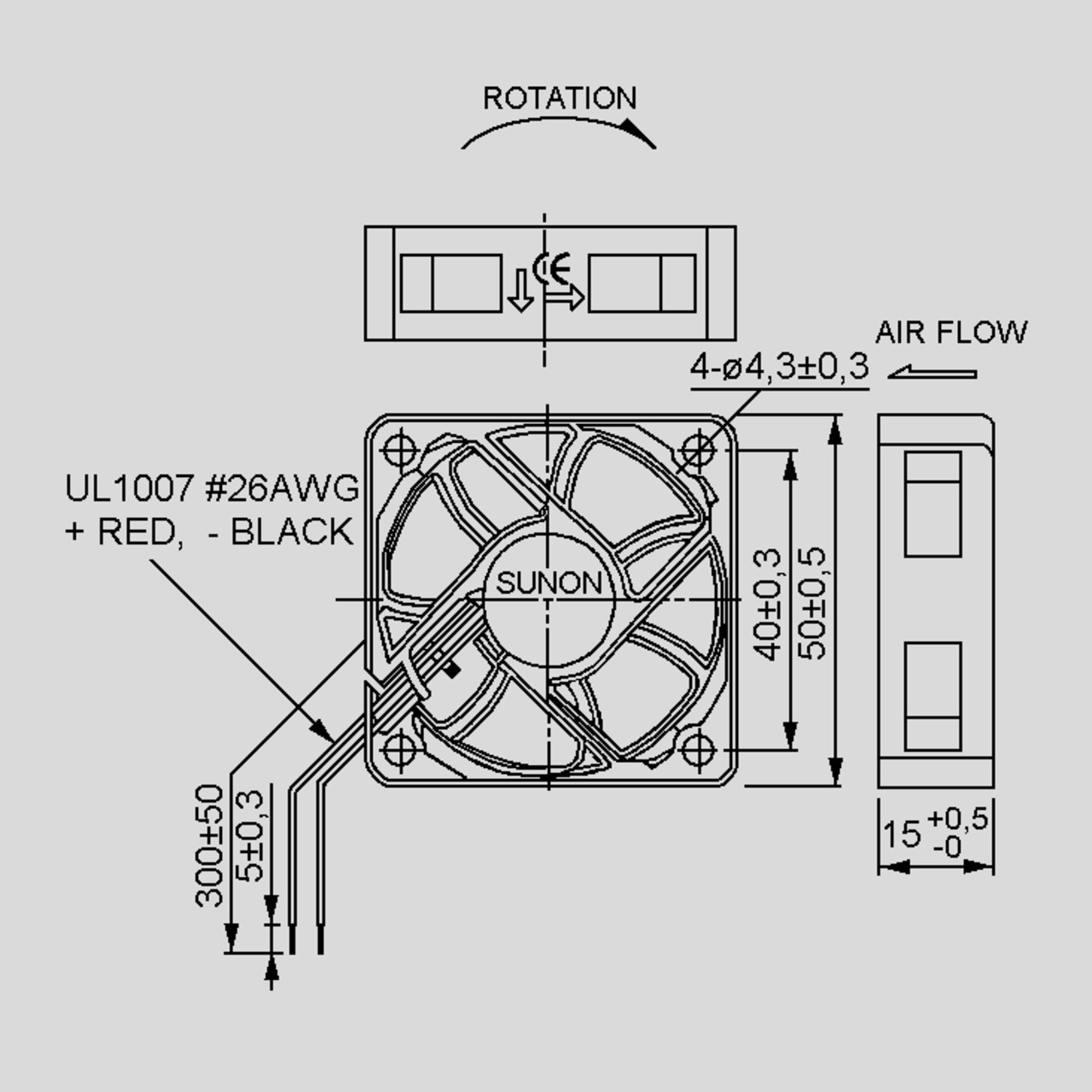 SUNON 12-V-Axial-Lüfter HA50151V4-999 50 x 50 x 15 mm unter Komponenten
