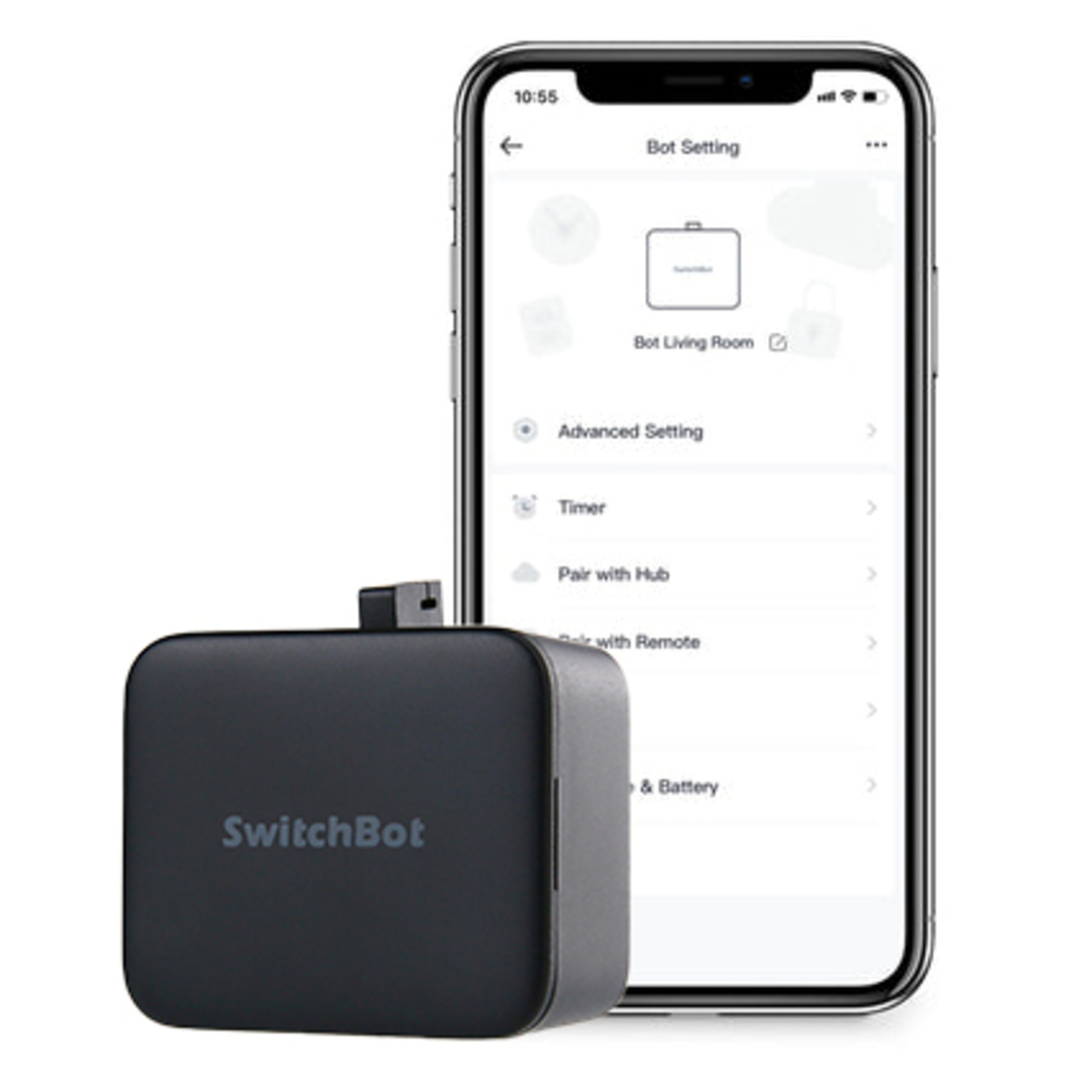 SwitchBot Smarter Tastendrücker- flexibel anbringbar- Bluetooth- App- schwarz