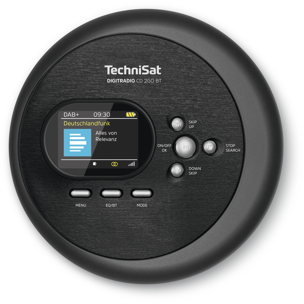 TechniSat Portabler CD-Player DIGITRADIO CD 2GO BT- Akku- Bluetooth- DAB+-UKW-Radio- inkl- Kopfhörer