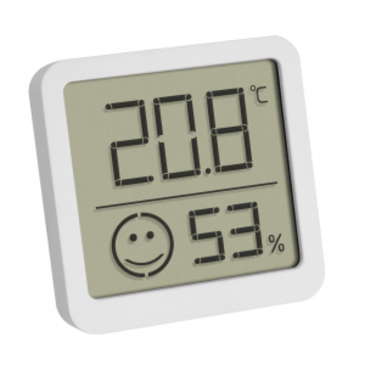 TFA Thermo-Hygrometer mit Smiley-Klimakomfortanzeige- Raumtemperatur- Luftfeuchte (rH)- weiss