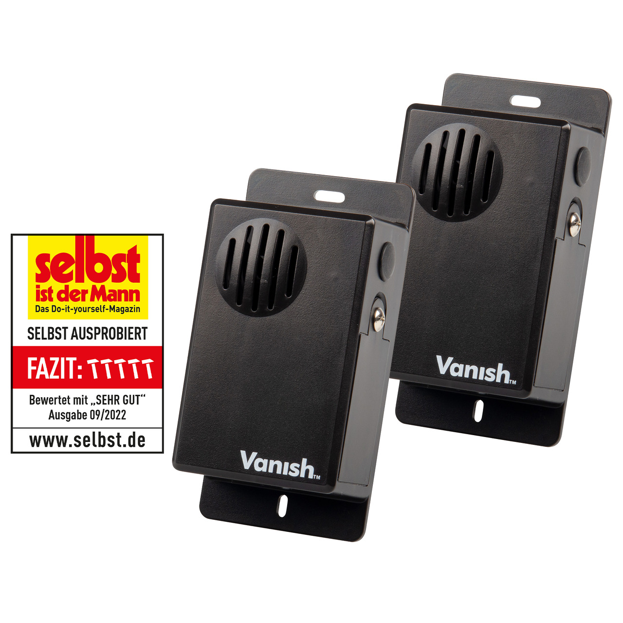 Vanish 2er-Spar-Set Mobiler Mardervertreiber TVT-1- Schallwellen- Batteriebetrieb- IP54